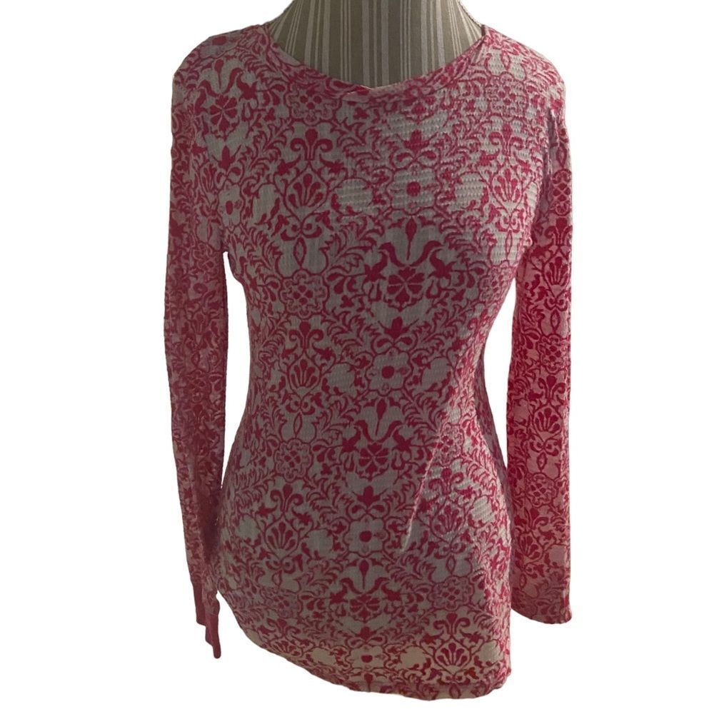 Kim Rogers size medium pink and white thermal style top perfect condition
